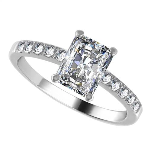 Radiant Diamond Shoulder Set Ring W
