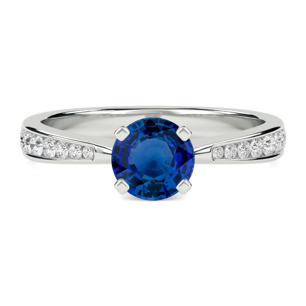 Round Blue Sapphire & Diamond Ring W
