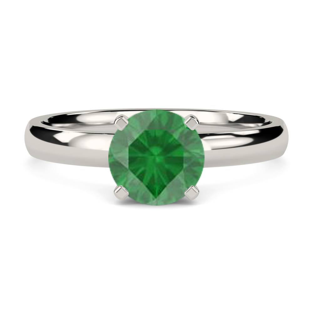 Classic Round Emerald  Solitaire Ring P