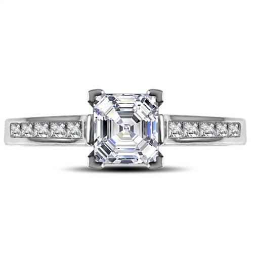 Asscher Diamond Shoulder Set Ring W