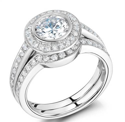 Diamond Shoulder Set Ring With Matching Band W