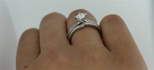 Princess Diamond Shoulder Set Ring With Matching Band W