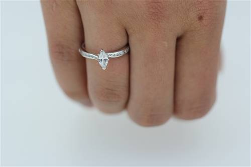0.50ct Marquise Diamond Shoulder Set Ring W