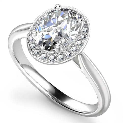 Oval Diamond Single Halo Ring P