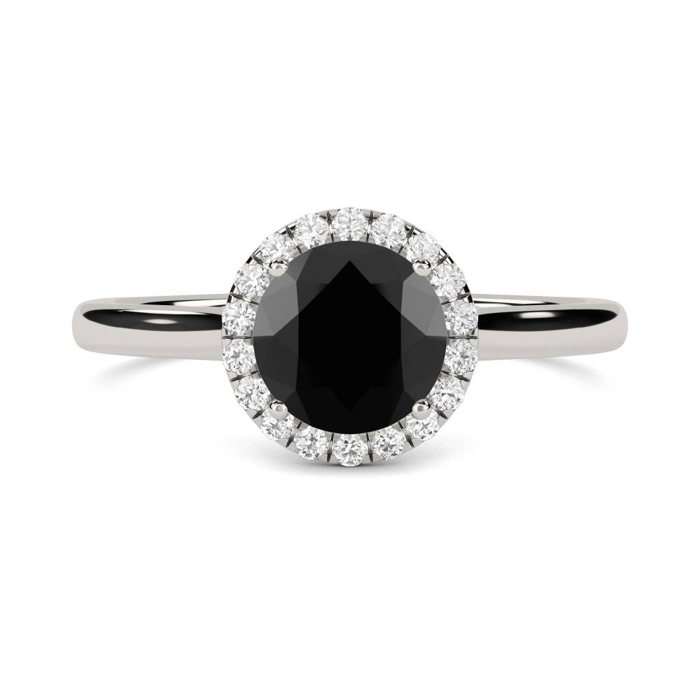 Round Black Diamond Single Halo Ring P