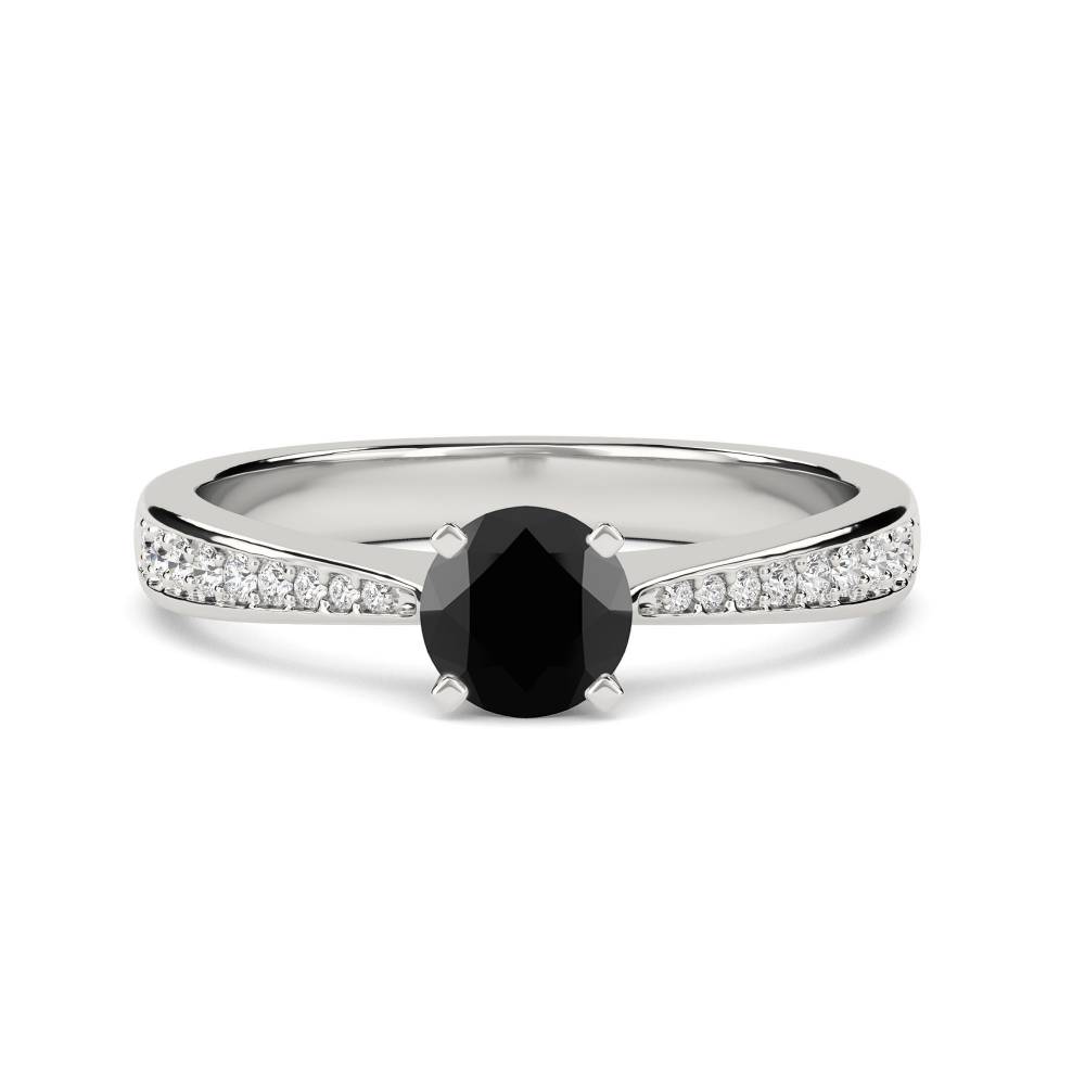 Round Black Diamond Shoulder Set Ring P