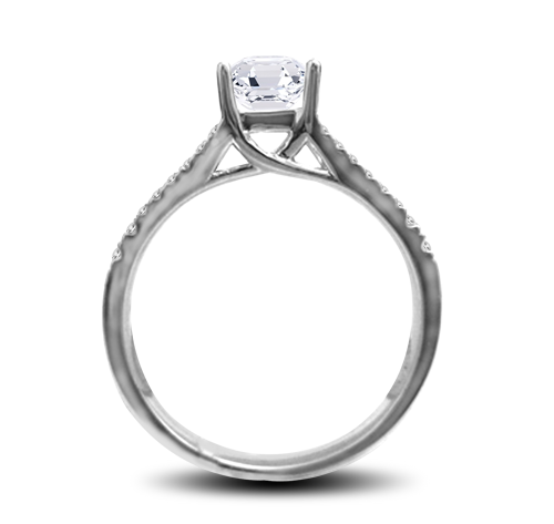 Asscher Diamond Shoulder Set Ring W