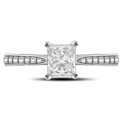 Princess Diamond Shoulder Set Engagement Ring P