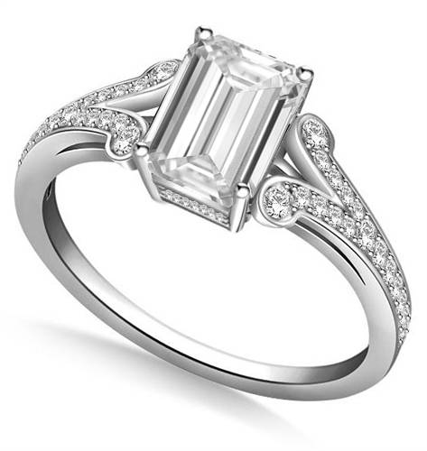 Split Shank Emerald Diamond Designer Ring W