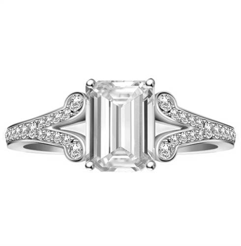 Split Shank Emerald Diamond Designer Ring P