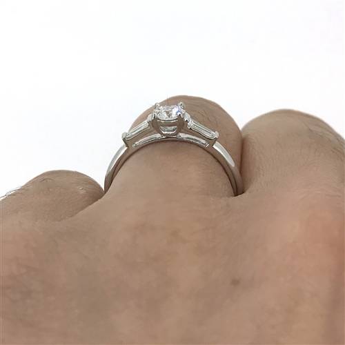 Stylish Round & Baguette Diamond Trilogy Ring W