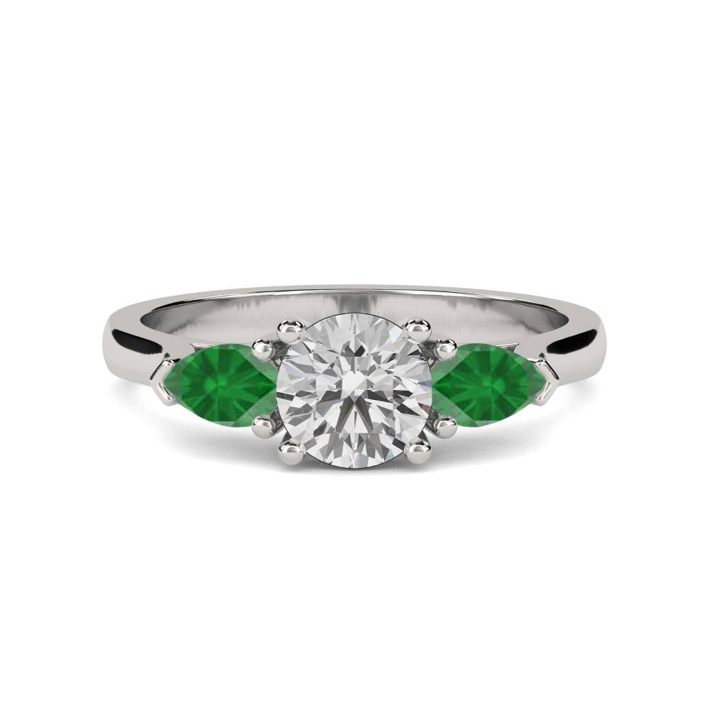 Diamond Centre And Emerald Side Trilogy Ring P