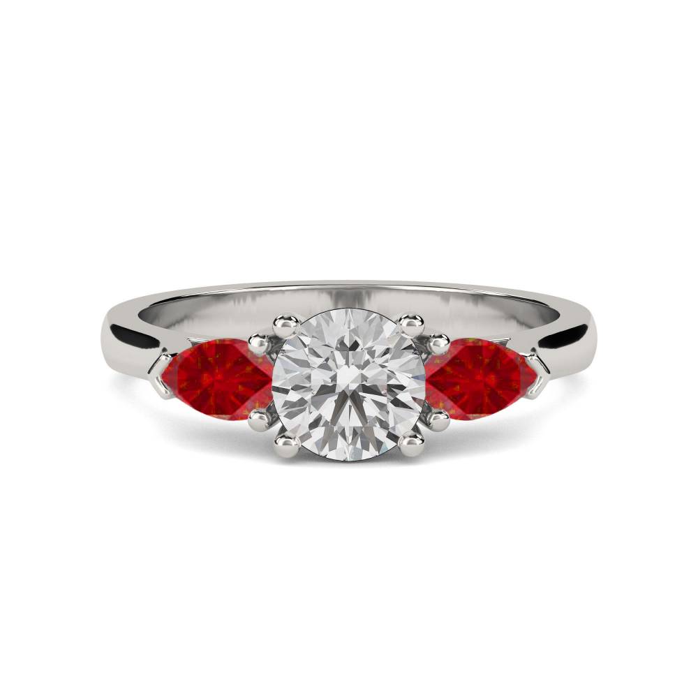 Diamond Centre and Ruby Side Trilogy Ring W