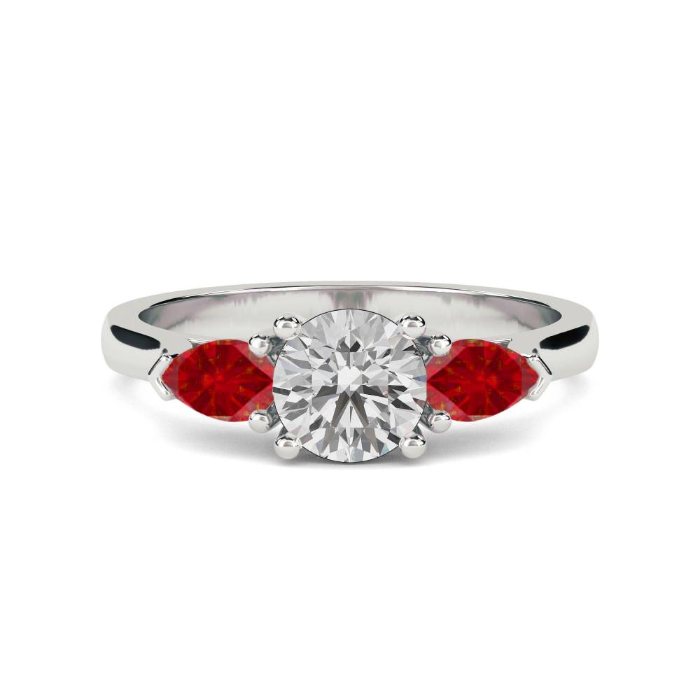 Diamond Centre and Ruby Side Trilogy Ring P