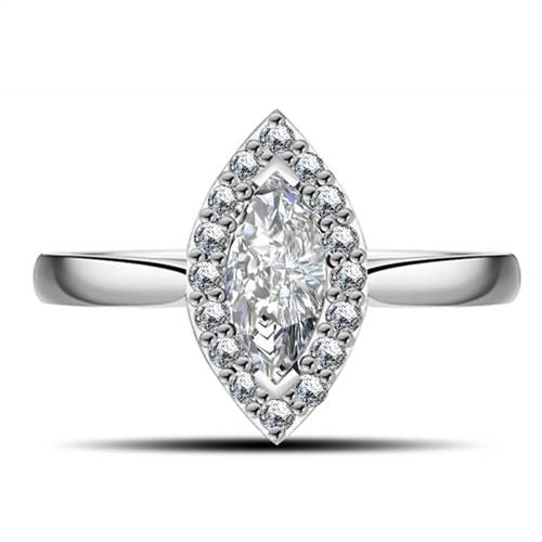 Marquise & Round Diamond Single Halo Ring P