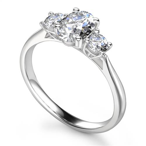 Elegant Oval & Round Diamond Trilogy Ring W