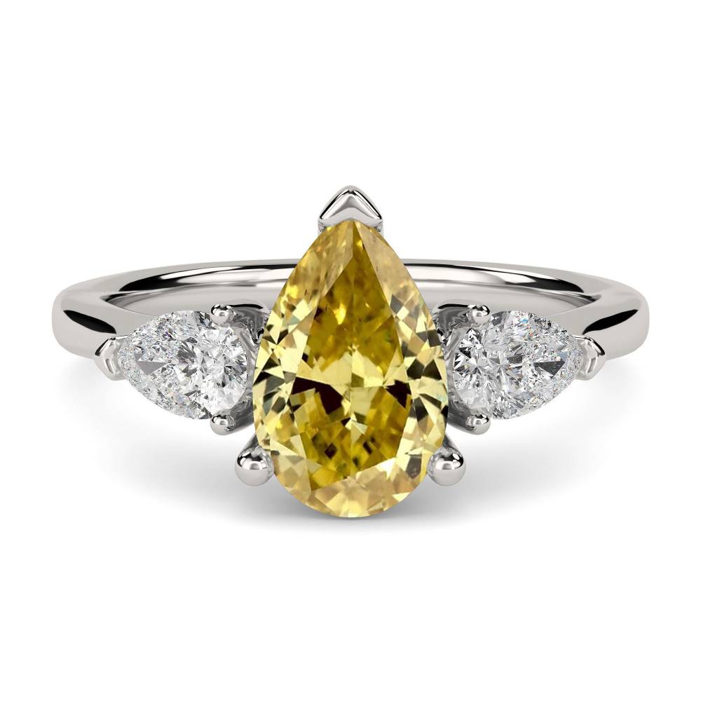 Yellow Pear Diamond Trilogy Ring P