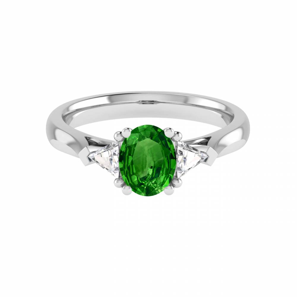 Elegant Emerald Diamond Trilogy Ring
 P