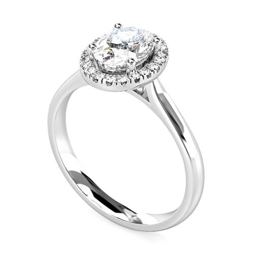 Oval Diamond Single Halo Ring W