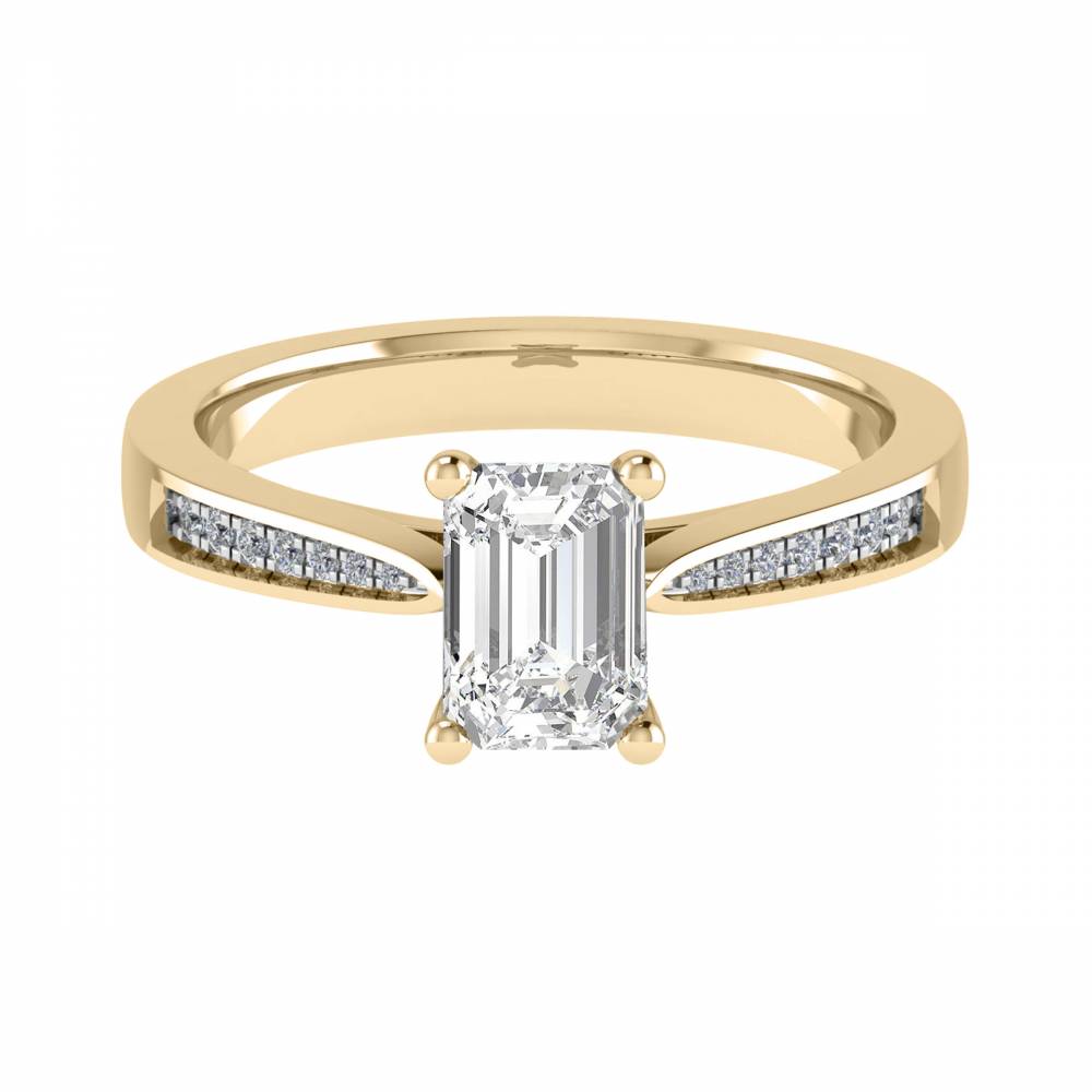 Emerald Diamond Shoulder Set Ring Y