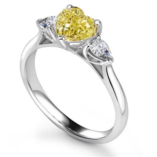 Yellow Heart Diamond Trilogy Ring P