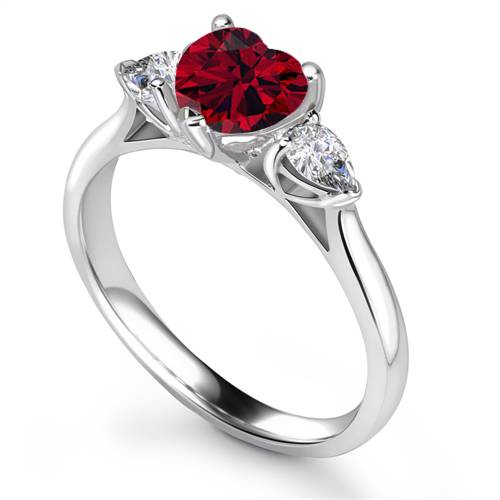 Heart Diamond & Ruby Trilogy Ring P