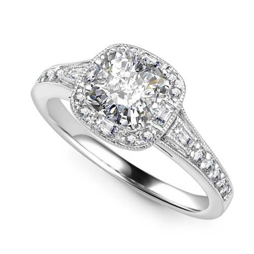 Cushion & Baguette Diamond Designer Ring P