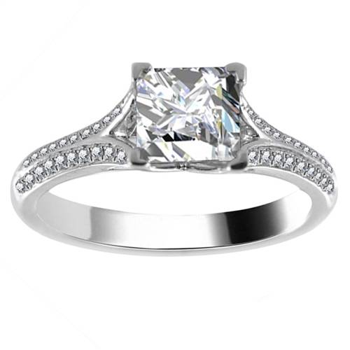 Elegant Princess Diamond Split Shoulder Set Ring P