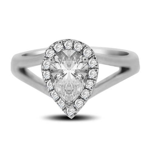 Modern Pear Diamond Single Halo Ring W