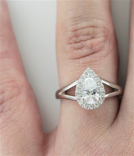 Modern Pear Diamond Single Halo Ring W