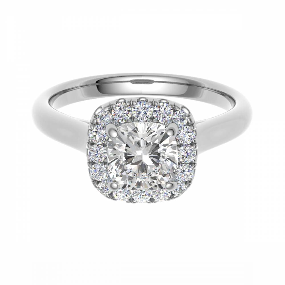 Cushion Diamond Single Halo Ring W
