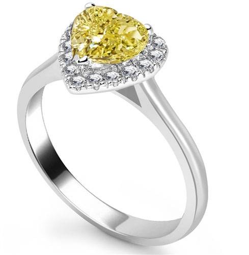 Fancy Yellow Heart Diamond Cluster Ring P
