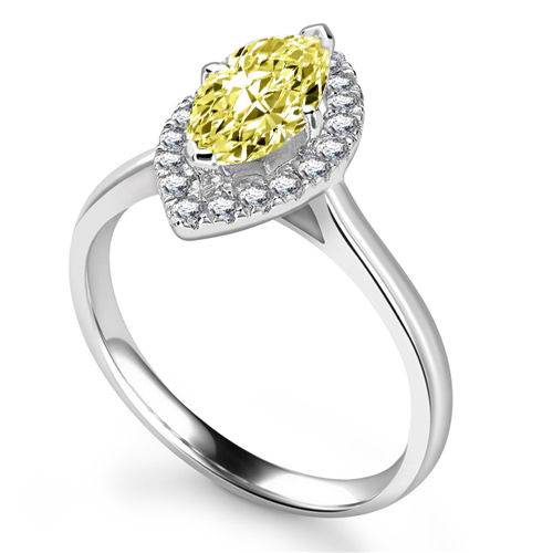 Fancy Yellow Marquise Diamond Cluster Ring P