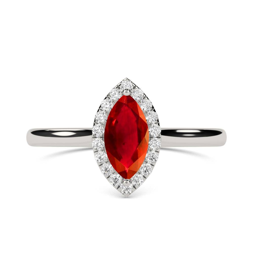 Marquise Ruby & Diamond Halo Ring P