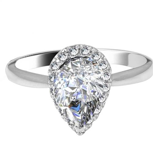 Pear & Round Diamond Halo Ring P