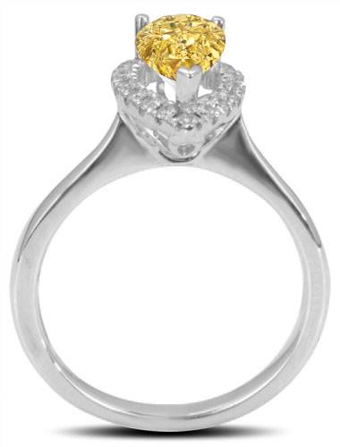 Fancy Yellow Pear Diamond Halo Ring P