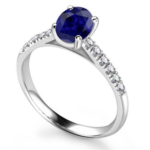 Fancy Blue Sapphire Oval Diamond Shoulder Set Ring P