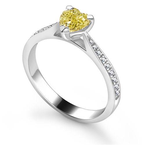 Fancy Yellow Heart Diamond Shoulder Set Ring P