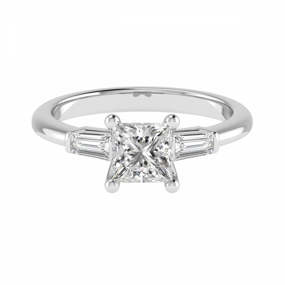 Elegant Princess & Baguette Diamond Trilogy Ring P