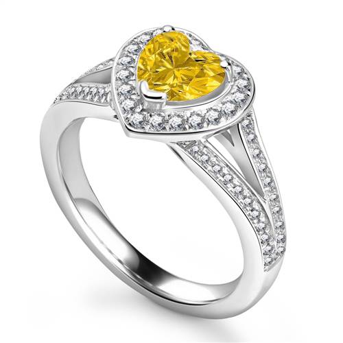 Fancy Yellow Heart Diamond Single Halo Infinity Style Ring P