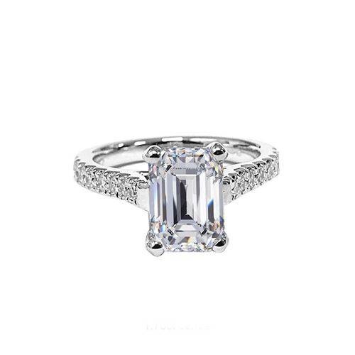Emerald Diamond Shoulder Set Ring W