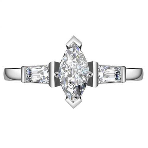Modern Marquise & Baguette Diamond Trilogy Ring P