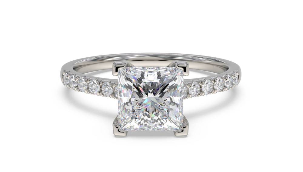 Princess Diamond Shoulder Set Ring P