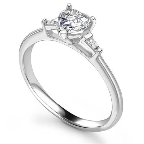 Modern Heart & Tapered Baguette Diamond Trilogy Ring P