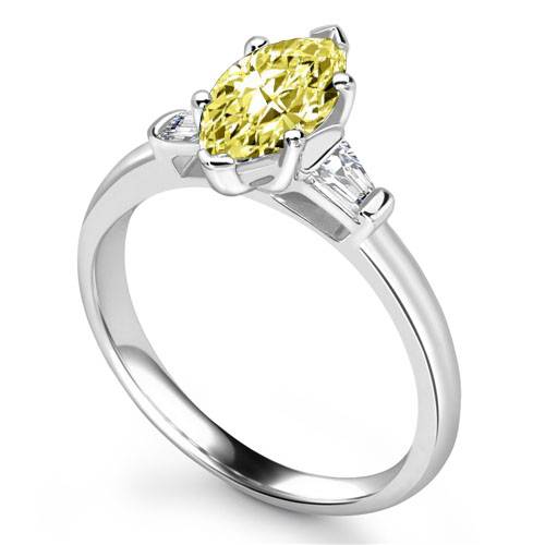 Yellow Marquise Diamond Trilogy Ring P