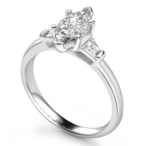 Modern Marquise & Baguette Diamond Trilogy Ring P