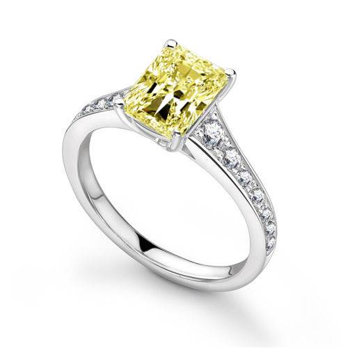 Fancy Yellow Radiant Diamond Shoulder Set Ring P