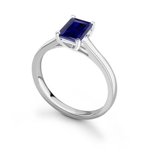 Fancy Blue Radiant Sapphire Diamond Solitaire Ring P