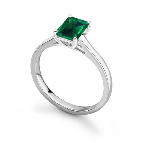 Fancy Emerald Green Radiant Diamond Solitaire Ring P