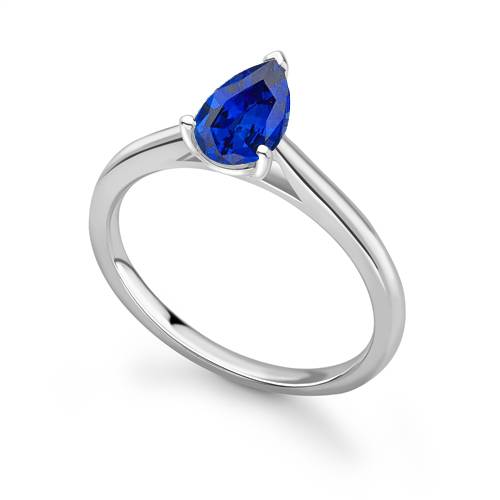 Classic Pear Blue Sapphire Solitaire Ring P